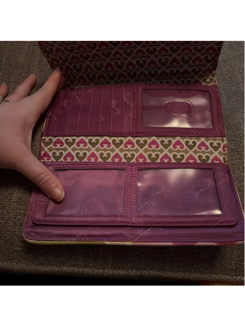 Women's Vera Bradley Quilted Floral Wallet One Size Beige Pink